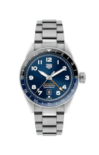 Autavia Calibre 7 Twin Time Stainless Steel / Blue