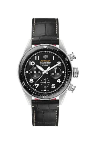 Autavia Heuer 02 Chronometer Flyback Stainless Steel / Black
