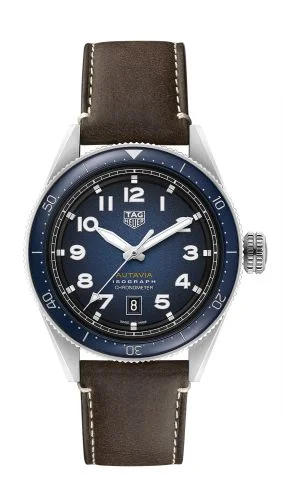 Autavia Isograph Calibre 5 Stainless Steel / Blue / Leather