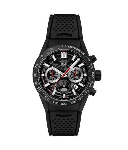 Carrera Calibre Heuer 02 43 Black Ceramic / Skeleton / Rubber
