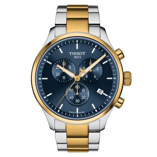 Chrono XL Classic Stainless Steel - Yellow Gold / Blue / Bracelet