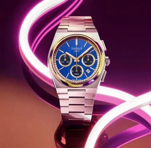 PRX Chronograph Stainless Steel - Yellow Gold / Bucherer Blue