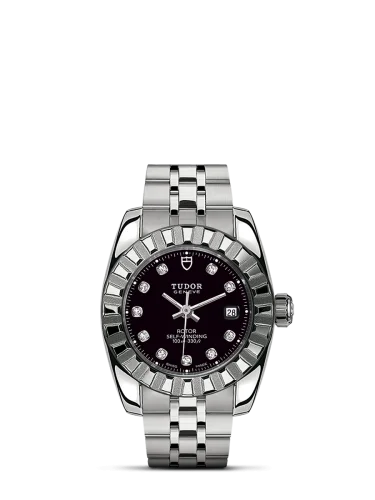 Classic 28 Stainless Steel / Fluted / Black-Diamond / Bracelet