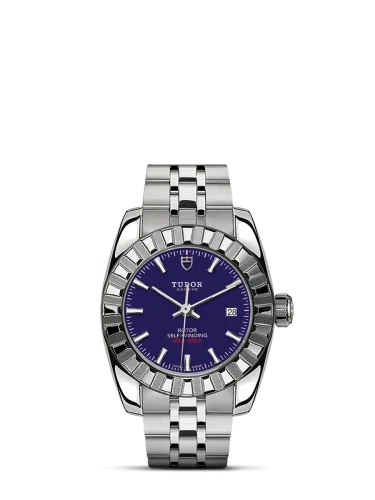Classic 28 Stainless Steel / Fluted / Blue / Bracelet