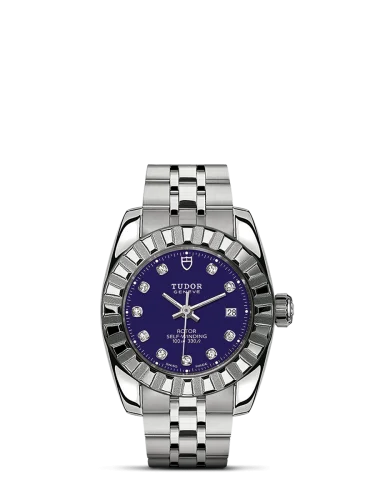 Classic 28 Stainless Steel / Fluted / Blue-Diamond / Bracelet