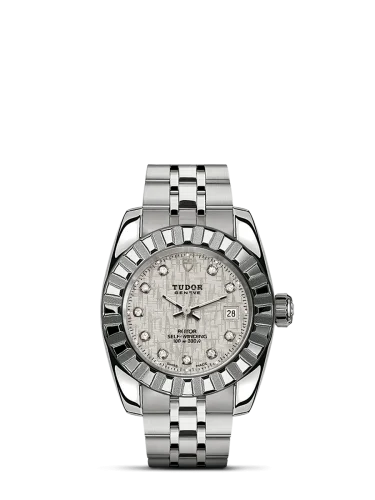Classic 28 Stainless Steel / Fluted / Silver-Diamond / Bracelet