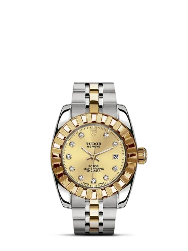 Classic 28 Stainless Steel / Yellow Gold / Fluted / Champagne-Diamond / Bracelet