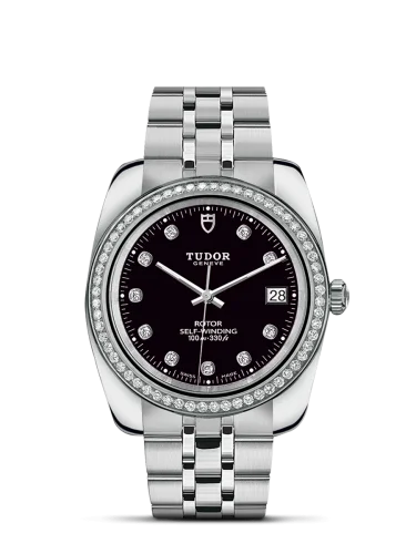 Classic 38 Stainless Steel / Diamond / Black-Diamond / Bracelet