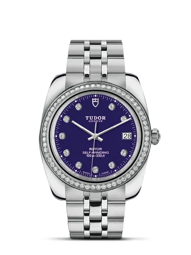 Classic 38 Stainless Steel / Diamond / Blue-Diamond / Bracelet