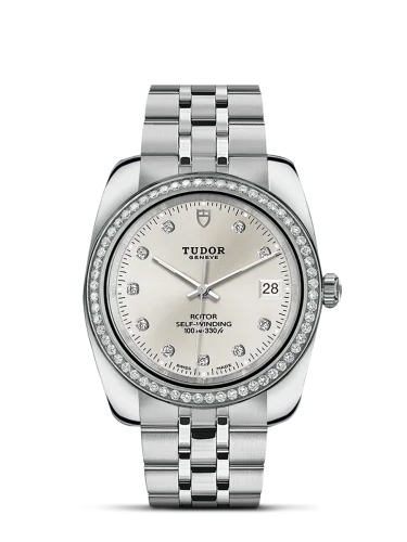 Classic 38 Stainless Steel / Diamond / Silver-Diamond / Bracelet
