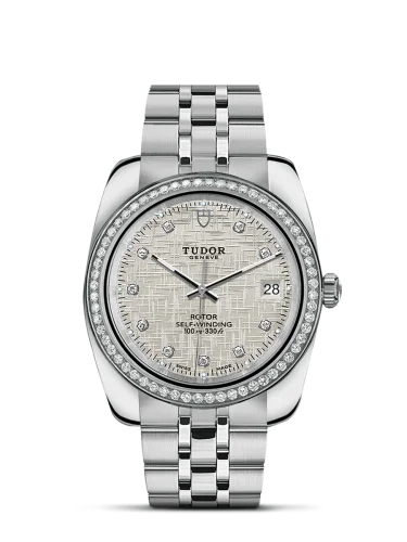 Classic 38 Stainless Steel / Diamond / Silver-Diamond / Bracelet