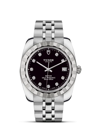 Classic 38 Stainless Steel / Fluted / Black-Diamond / Bracelet