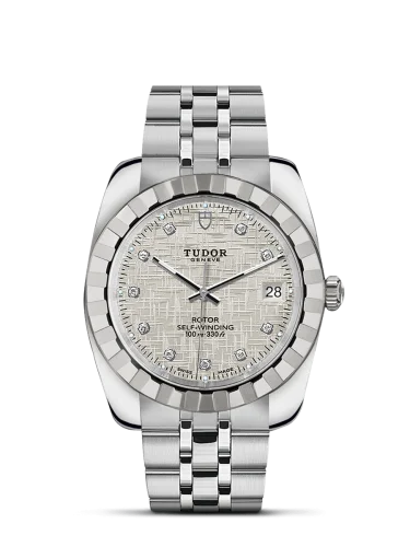 Classic 38 Stainless Steel / Fluted / Silver-Diamond / Bracelet
