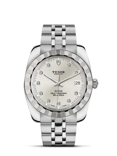 Classic 38 Stainless Steel / Fluted / Silver-Diamond / Bracelet