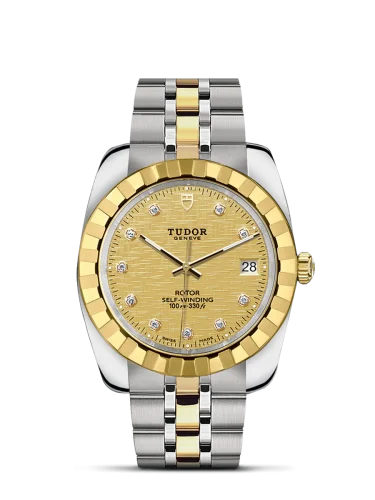 Classic 38 Stainless Steel / Yellow Gold / Fluted / Champagne-Diamond / Bracelet