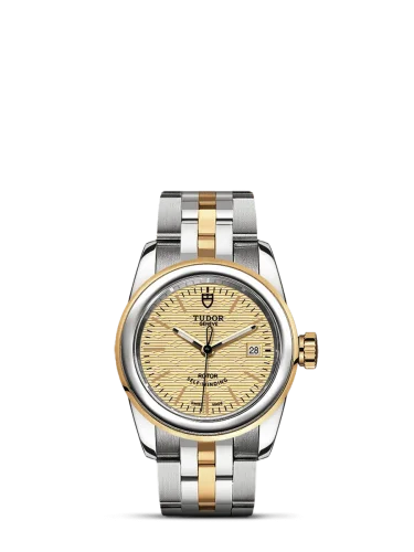 Glamour Date 26 Stainless Steel / Yellow Gold / Jacquard Champagne / Bracelet