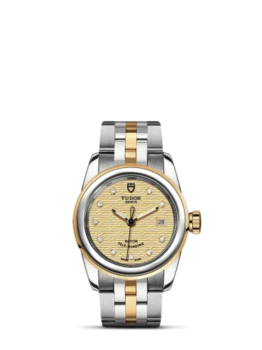 Glamour Date 26 Stainless Steel / Yellow Gold / Jacquard Champagne-Diamond / Bracelet