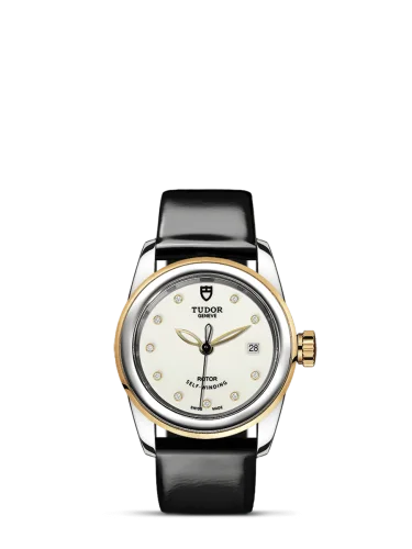 Glamour Date 26 Stainless Steel / Yellow Gold / Opaline-Diamond / Strap