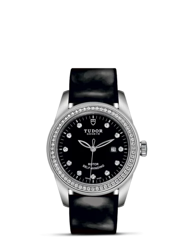 Glamour Date 31 Stainless Steel / Diamond / Black-Diamond / Strap