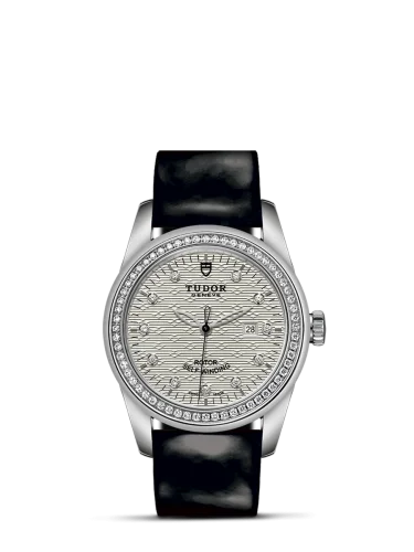 Glamour Date 31 Stainless Steel / Diamond / Jacquard Silver-Diamond / Strap