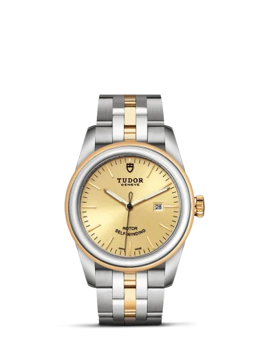 Glamour Date 31 Stainless Steel / Yellow Gold / Champagne / Bracelet