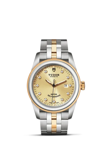 Glamour Date 31 Stainless Steel / Yellow Gold / Champagne-Diamond / Bracelet