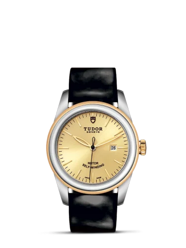 Glamour Date 31 Stainless Steel / Yellow Gold / Champagne / Strap