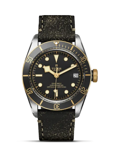 Heritage Black Bay Black S&G / Stainless Steel / Yellow Gold / Black / Strap