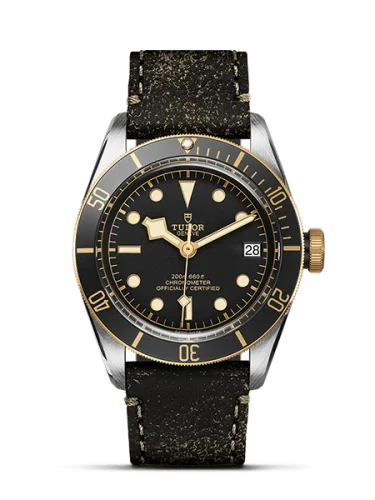 Heritage Black Bay Black S&G / Stainless Steel / Yellow Gold / Black / Strap