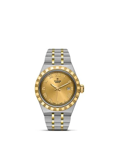 Royal Date 28 Stainless Steel / Yellow Gold / Champagne - Roman