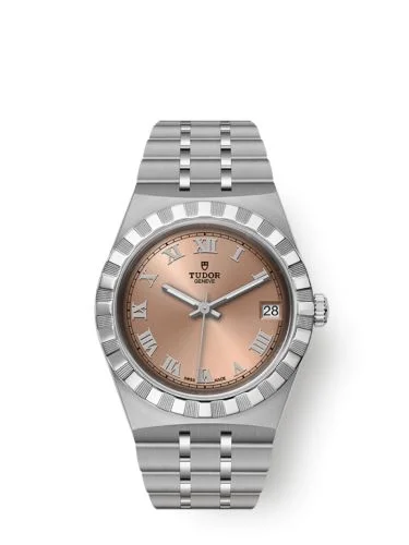 Royal Date 34 Stainless Steel / Salmon - Roman