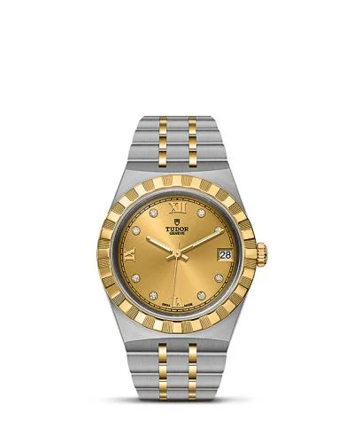 Royal Date 34 Stainless Steel / Yellow Gold / Champagne - Diamond
