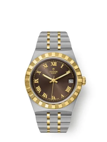Royal Date 34 Stainless Steel / Yellow Gold / Chocolate - Roman