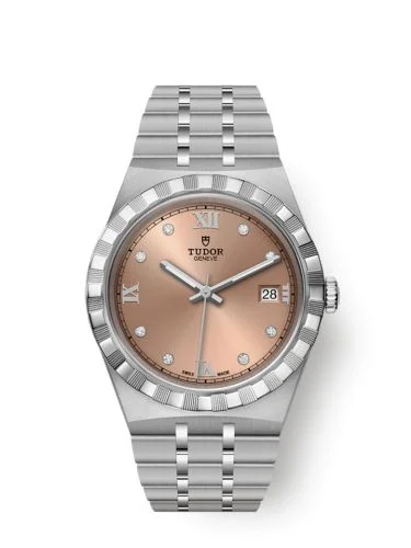 Royal Date 38 Stainless Steel / Salmon - Diamond