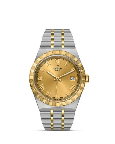 Royal Date 38 Stainless Steel / Yellow Gold / Champagne - Roman