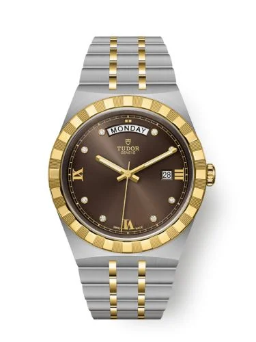 Royal Day-Date 41 Stainless Steel / Yellow Gold / Chocolate - Diamond