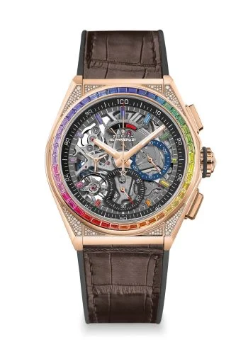 Defy El Primero 21 Rose Gold / Rainbow / Skeleton / Alligator