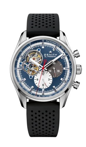El Primero Chronomaster Open Stainless Steel / Blue 1969 / Rubber