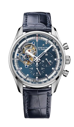 El Primero Chronomaster Open Stainless Steel / Blue / Alligator