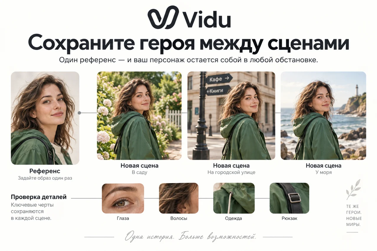 Vidu: Генерация видео с Виду: сохраните героя, измените сцену