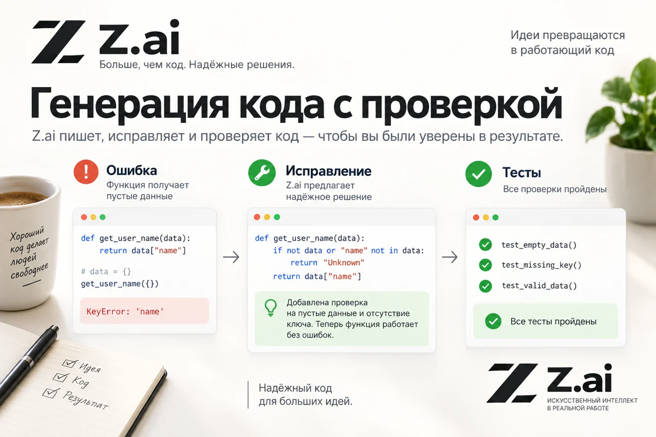 Z.ai: Генерация кода с GLM: исправление и тесты