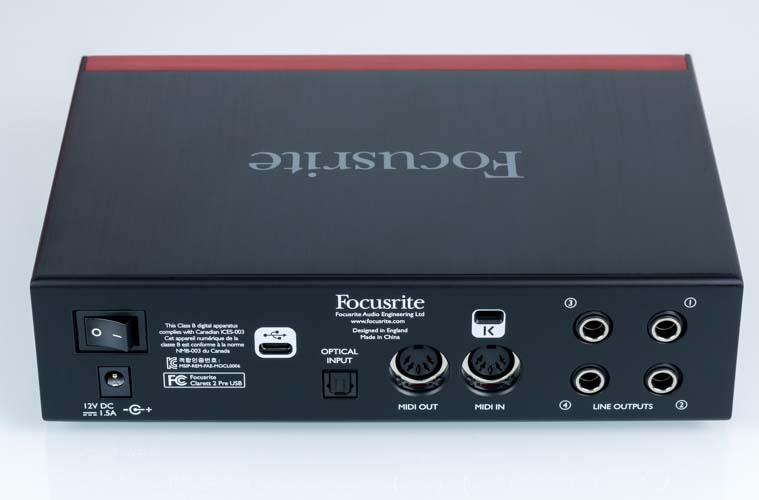 Задняя панель Clarett 2Pre USB