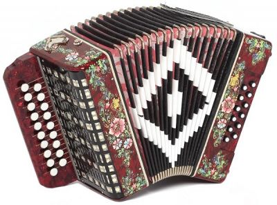 Шуйская гармонь Чайка 21х12-II красная ля мажор роспись