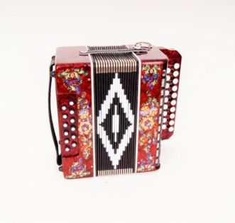 Шуйская гармонь Чайка 19х12-II красная ля мажор роспись