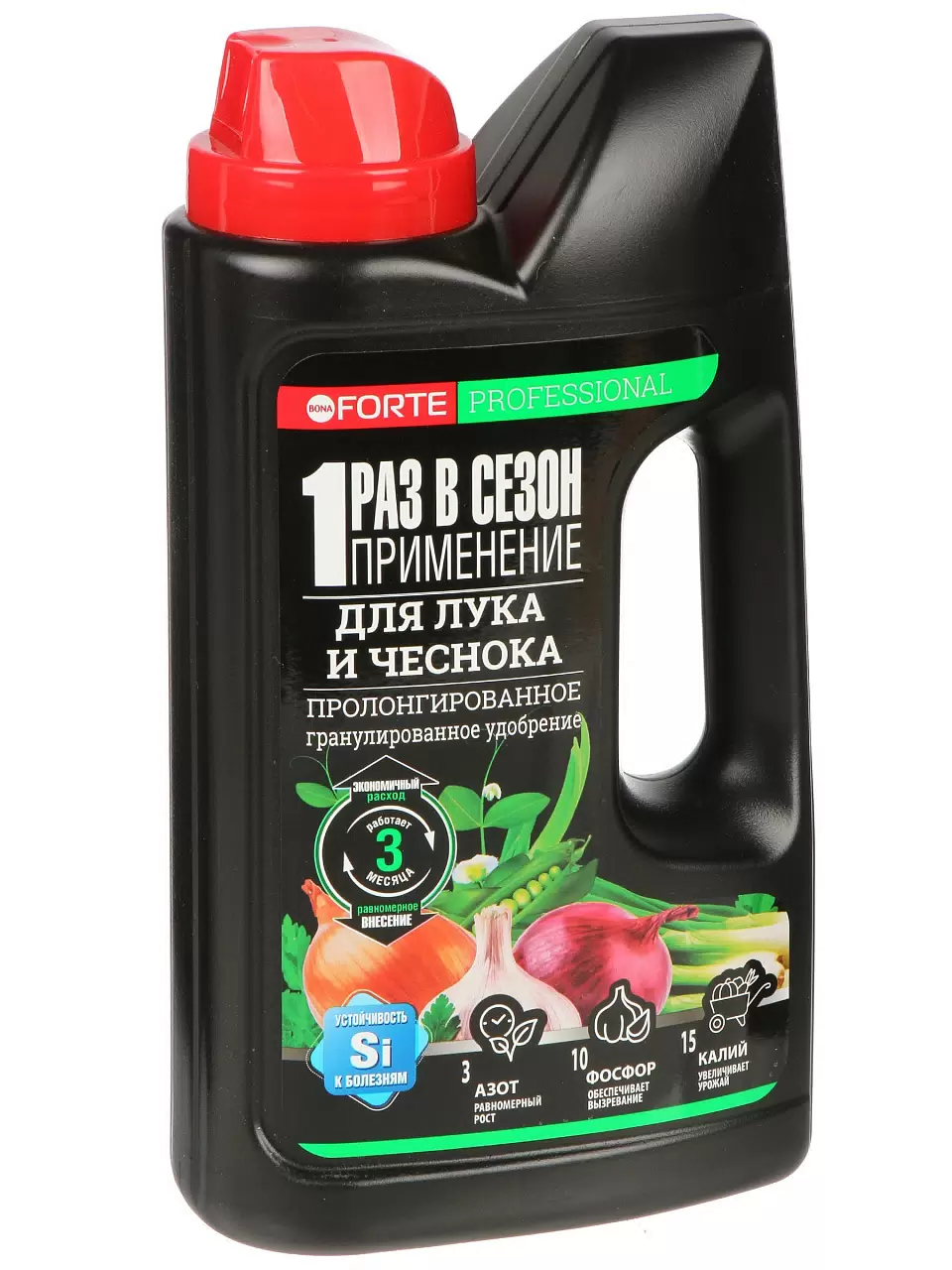 Bona Forte Удобрение гранулированное пролонгированное Для лука и чеснока с биодоступным кремнием ШЕЙКЕР, канистра 1 кг