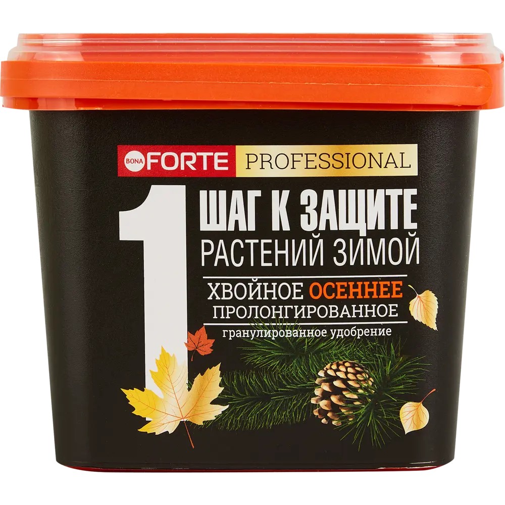 Bona Forte Удобрение сухое гранулированное пролонгированное Хвойное осеннее с биодоступным кремнием, ведро 1 л
