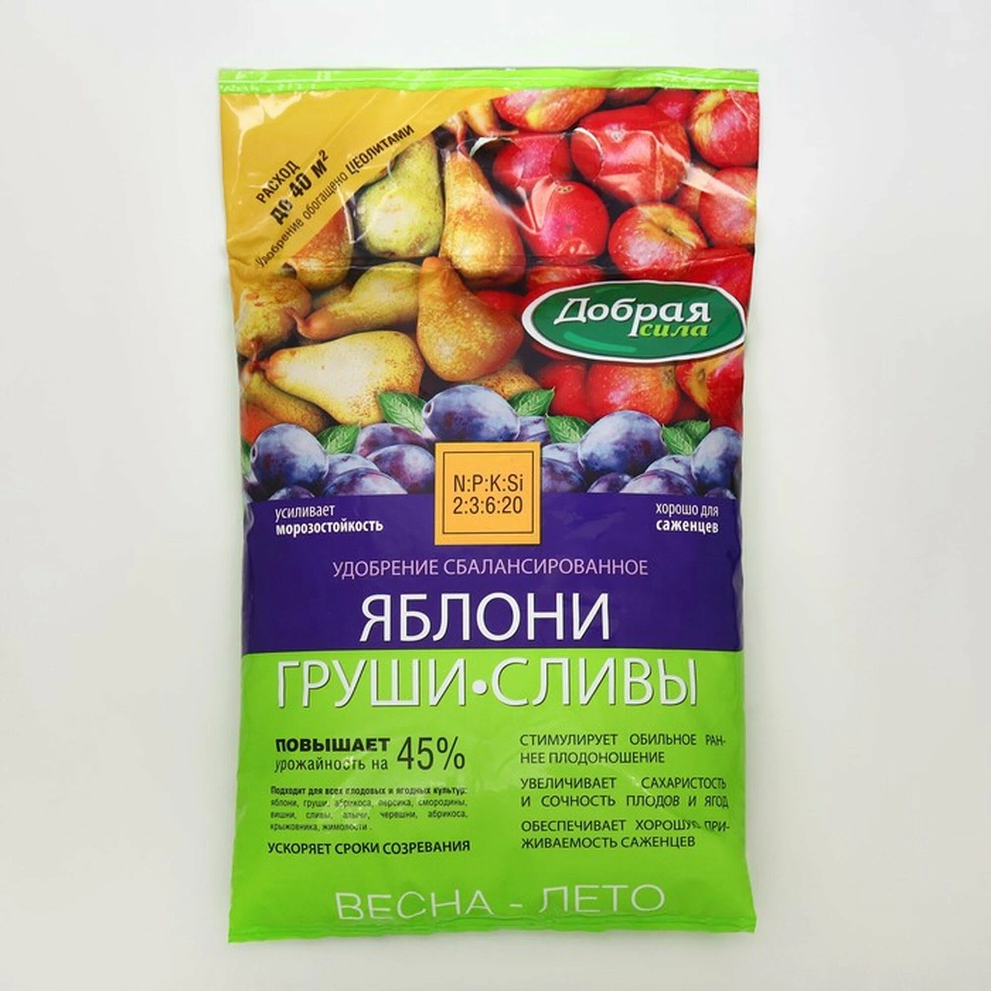Добрая сила Сухое удобрение Яблони-Груши-Сливы, пакет 2 кг
