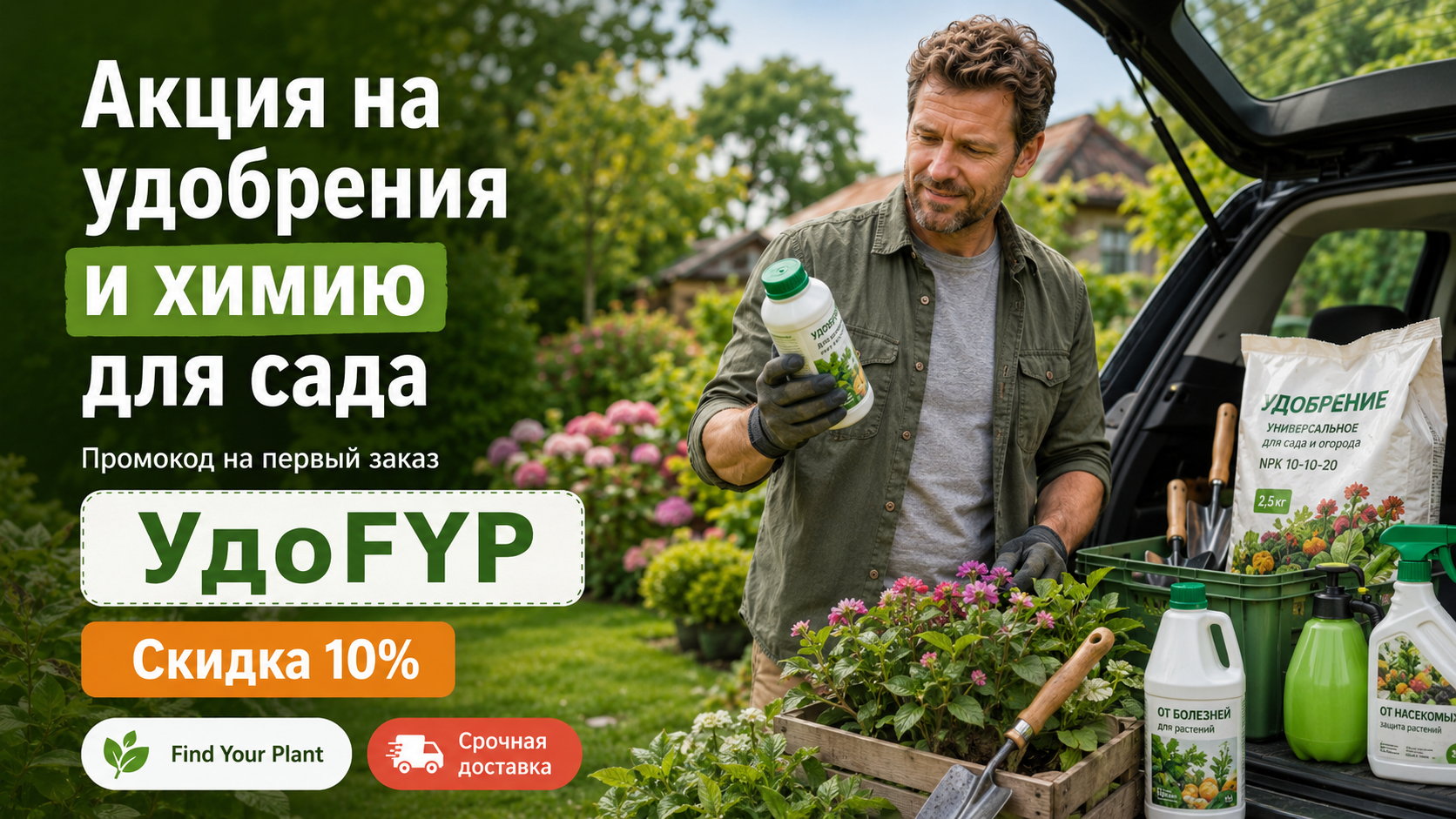 Скидка на удобрения и химию 10%