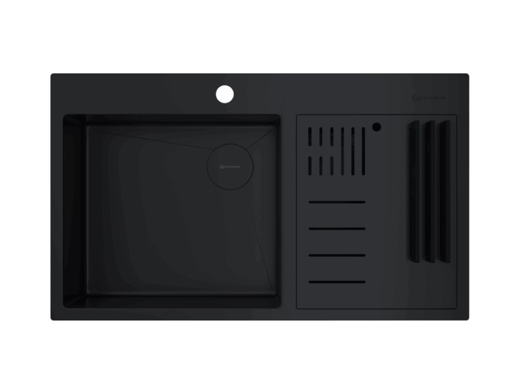 OMOIKIRI AKISAME Мойка кухонная, 2 чаши, 860х510 мм, база 90 см, нержавеющая сталь GB 026.графит арт. 40545