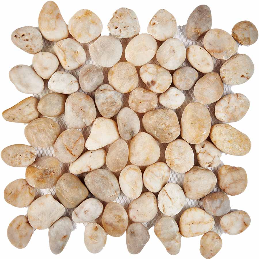 PIX265 из гальки Bianco Natura stone, чип произвольный, сетка 305х305 мм арт. 73779